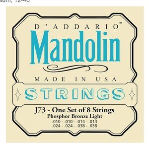 D'Addario Mandolin Strings J73 Phosphor Light Half Set 4 strings 010-014-024-038